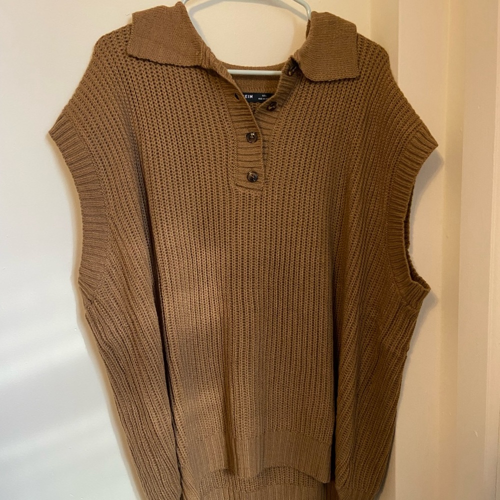 Shein brown sweater vest button up